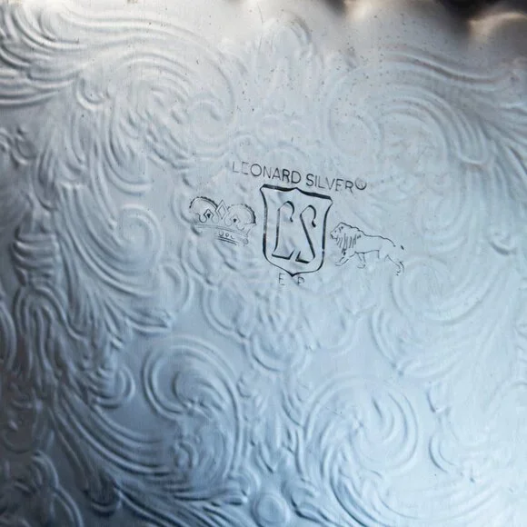 Silver Plated Serving Tray With Intricate Engraving & Handles | Leonard Silver - Picture 3 of 11